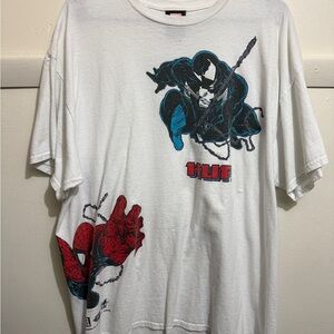 HUF White Tee with Black and Red Graphic